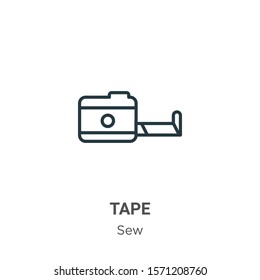 Tape outline vector icon. Thin line black tape icon, flat vector simple element illustration from editable sew concept isolated on white background