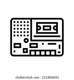 tape player retro gadget line icon vector. tape player retro gadget sign. isolated contour symbol black illustration