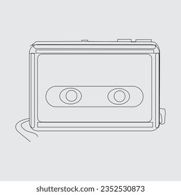 For tape players, a single cassette lint is being developed. Concept of vintage minimalism symbols from the 1980s and 1990s. – Illustration