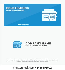 Tape, Radio, Music, Media SOlid Icon Website Banner and Business Logo Template. Vector Icon Template background