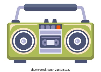 tape recorder 80s plays music. flat vector illustration.