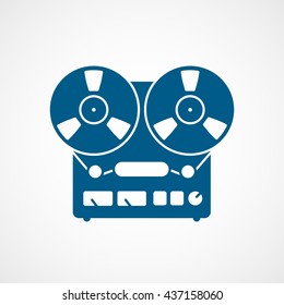 Tape Recorder Blue Flat Icon On White Background