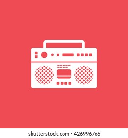 Tape Recorder Flat Icon On Red Background