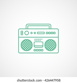 Tape Recorder Green Flat Icon On White Background