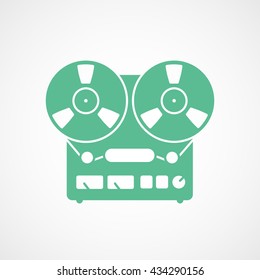Tape Recorder Green Icon On White Background