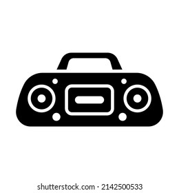 Tape recorder icon. Black silhouette. Front view. Vector simple flat graphic illustration. Isolated object on a white background. Isolate.
