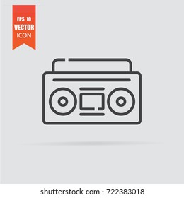 Tape recorder icon in flat style isolated on grey background. For your design, logo. Vector illustration.