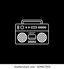 Tape Recorder Icon On Black Background