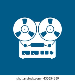 Tape Recorder Icon On Blue Background