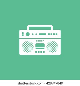 Tape Recorder Icon On Green Background