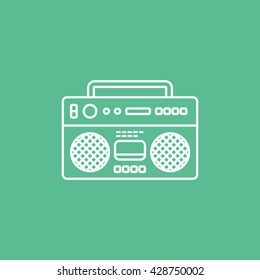 Tape Recorder Icon On Green Background