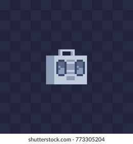 Tape recorder icon. Pixel art style. Web site design. 8-bit. Retro 80s. Video game sprite. Isolated abstract vector illustration.