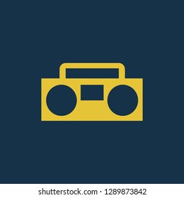 tape recorder icon, radio symbol. Flat vector sign isolated on blue background. Simple vector illustration for graphic and web design.