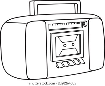 tape recorder line vector illustration isolated on white background