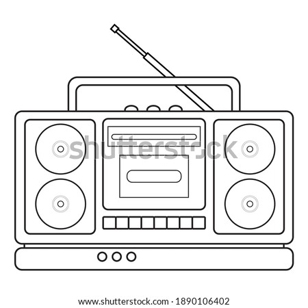 tape recorder line vector illustration,
isolated on white background.Top view