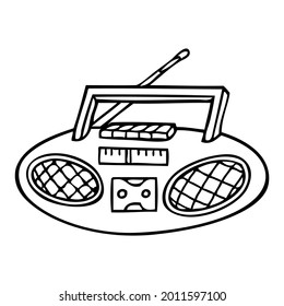 tape recorder line vector illustration,isolated on white background,top view