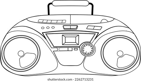 Tape recorder linear icon. Retro boom box.  Old Retro Media Music and Radio Player. Vintage boombox.