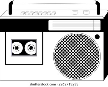 Tape recorder linear icon. Retro boom box.  Old Retro Media Music and Radio Player. Vintage boombox.