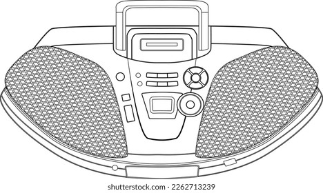 Tape recorder linear icon. Retro boom box.  Old Retro Media Music and Radio Player. Vintage boombox.