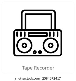 Tape Recorder and music icon concept