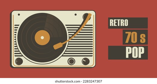 Grabador de cinta para reproducir registros de vinilo fondo retro. Concepto de los años 70.