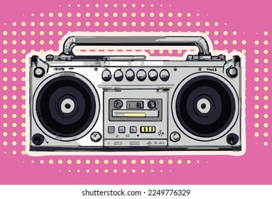 Tape recorder poster illustration vector