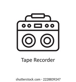 Tape Recorder Vector Outline Icon Design illustration. Housekeeping Symbol on White background EPS 10 File