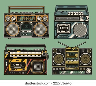 colorful boombox vector