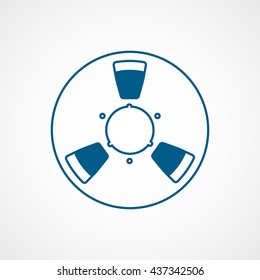 Tape Reel Blue Line Icon On White Background