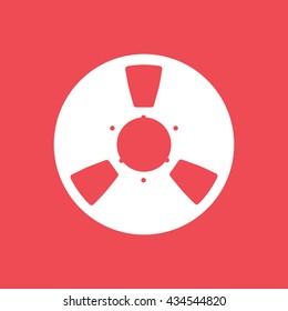 Tape Reel Flat Icon On Red Background