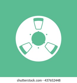 Tape Reel Flat Icon On Green Background