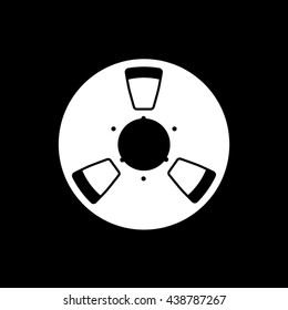 Tape Reel Flat Icon On Black Background