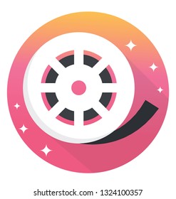 Tape reel icon in flat design 