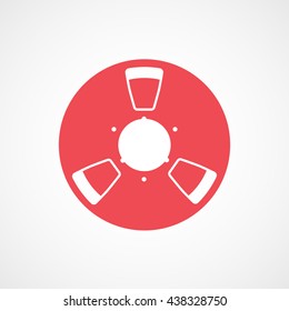 Tape Reel Red Flat Icon On White Background