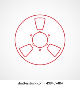 Tape Reel Red Line Icon On White Background