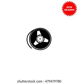 Tape reel vector icon isolated on white background.