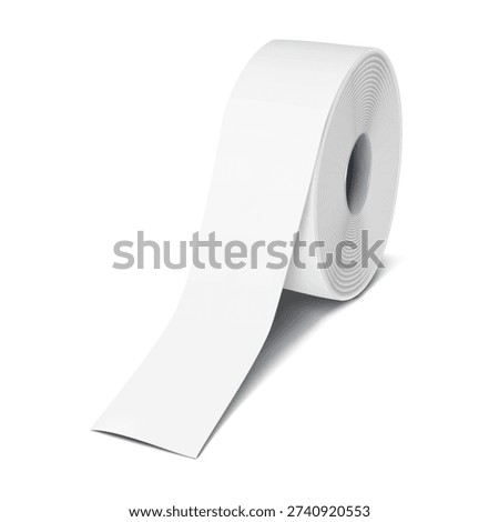 Tape roll. Mock-up. White blank ribbon on bobbin. Realistic 3d vector mockup. Template for design