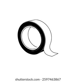 
Tape roll Outline silhouette vector illustration on white background