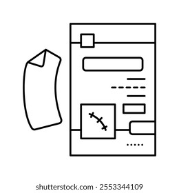 tape scar line icon vector. tape scar sign. isolated contour symbol black illustration