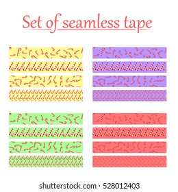 tape set Christmas. Seamless pattern of candy sticks.