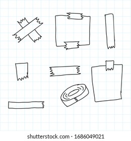 tape set with doodle style