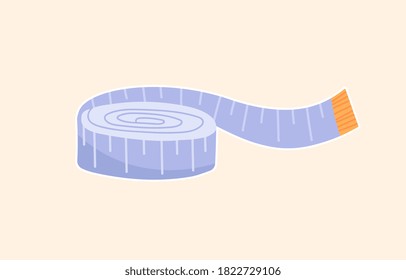 Tape for taking tailors measurements. Flat cartoon vector illustration