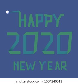 Tape text 2020 on blue background for Happy New Year celebration greeting card design.