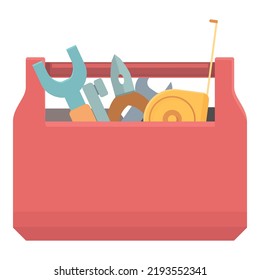 Tape toolbox icon cartoon vector. Tool box. Wood metal