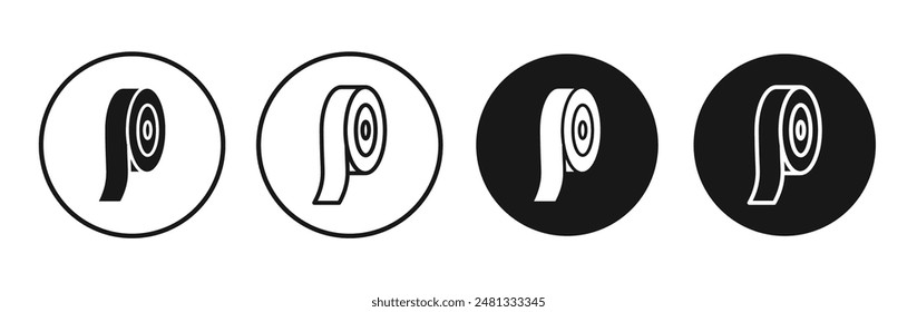 Tape vector icon set black filled and outlined style.