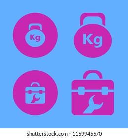 tape vector icons set. with toolbox and weight in set