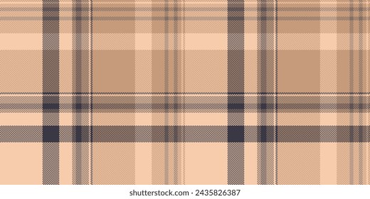 Tape vector textile check, wide plaid fabric background. Decorative tartan texture seamless pattern in orange and dark color.