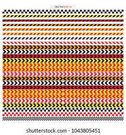 tape yellow and black color with texture. Black and white checkered Racing flag tape.  isolated on white. 