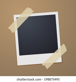 Taped Retro Style Photo Frame. Vector Illustration