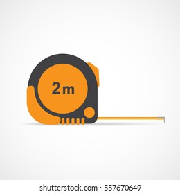 Tape-line isolated on the white background. Vector illustration. Orange measure roulette. Roulette construction symbol.